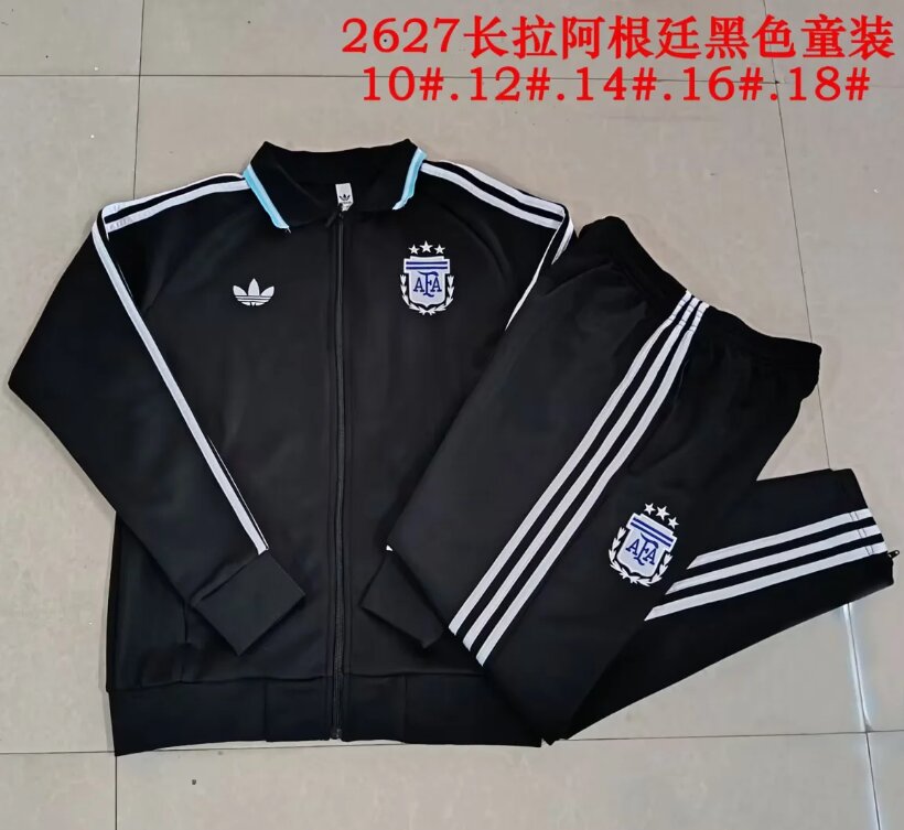 Kids Argentina 26/27 Tracksuit - Black